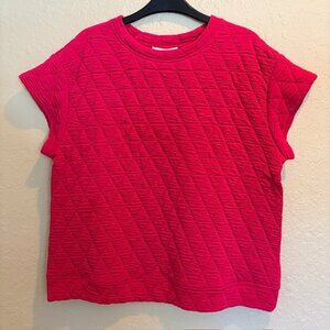 See And Be Seen Womens M Quilted Top Diamond Design Cap Sleeve Crew Neck NWT